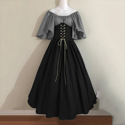 UPPADA Womens Renaissance Faire Dresses Medieval Irish Traditional plus Size Dresses Ruffle over Dress Corset Retro Cosplay Gown