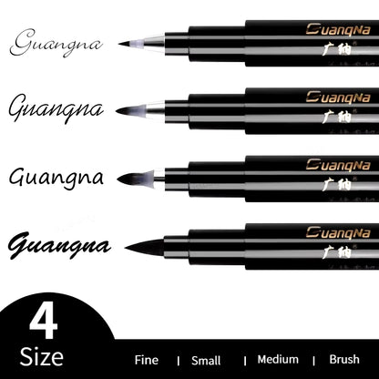 4Pcs Calligraphy Pen Hand Lettering Art Pens Brush Ink Lettering Pens Markers for Writing Drawing Black Ink Pens Art Marker
