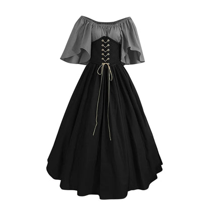 UPPADA Womens Renaissance Faire Dresses Medieval Irish Traditional plus Size Dresses Ruffle over Dress Corset Retro Cosplay Gown