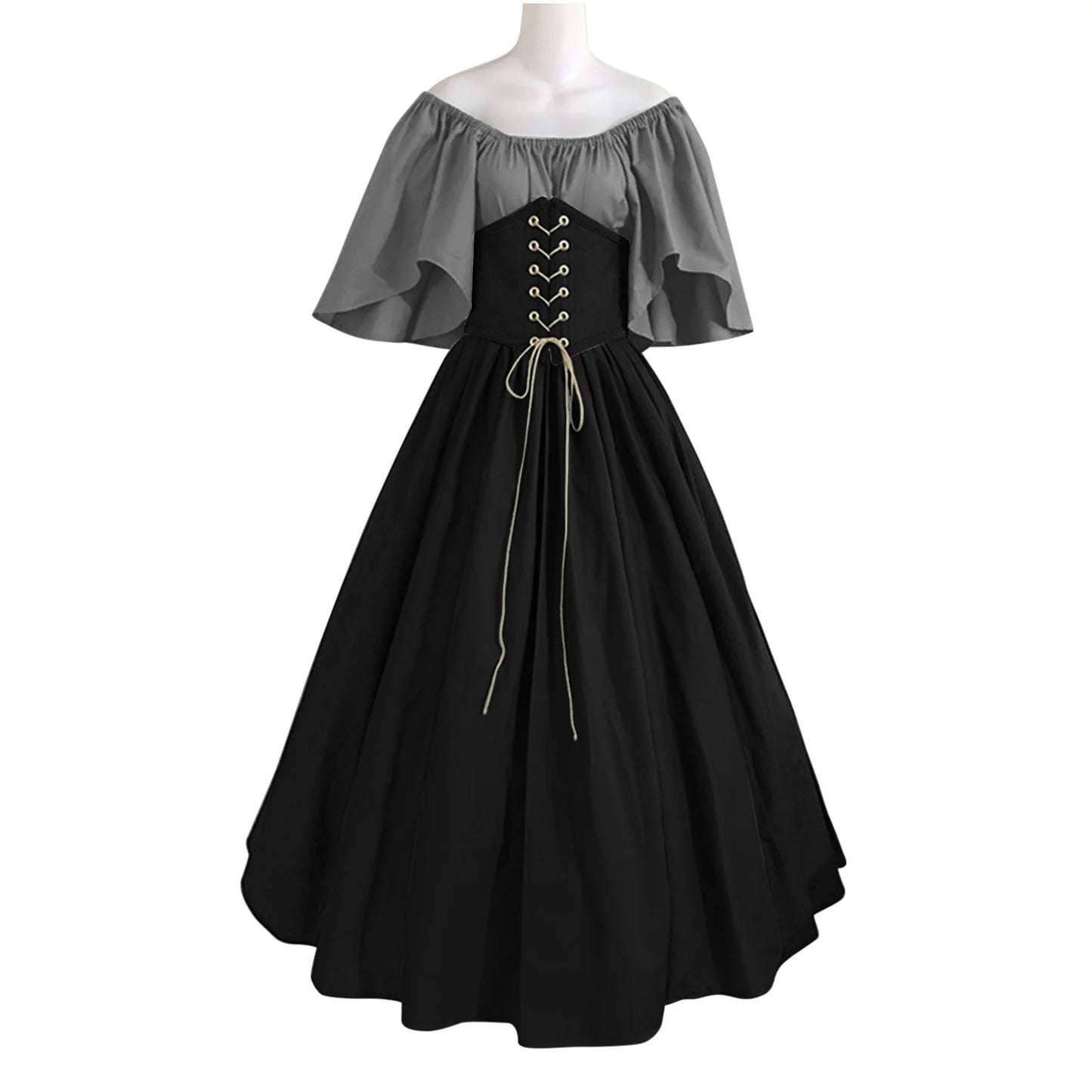 UPPADA Womens Renaissance Faire Dresses Medieval Irish Traditional plus Size Dresses Ruffle over Dress Corset Retro Cosplay Gown