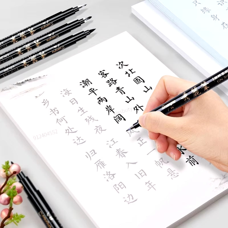 4Pcs Calligraphy Pen Hand Lettering Art Pens Brush Ink Lettering Pens Markers for Writing Drawing Black Ink Pens Art Marker