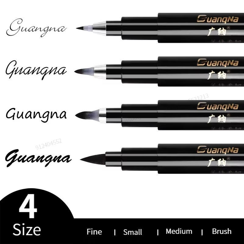 4Pcs Calligraphy Pen Hand Lettering Art Pens Brush Ink Lettering Pens Markers for Writing Drawing Black Ink Pens Art Marker