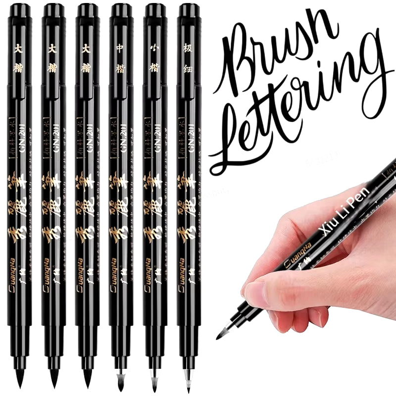 4Pcs Calligraphy Pen Hand Lettering Art Pens Brush Ink Lettering Pens Markers for Writing Drawing Black Ink Pens Art Marker