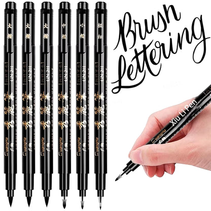 4Pcs Calligraphy Pen Hand Lettering Art Pens Brush Ink Lettering Pens Markers for Writing Drawing Black Ink Pens Art Marker