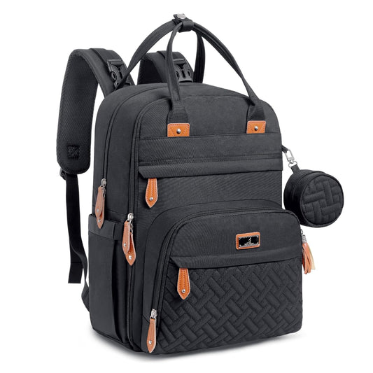 Diaper Bag Backpack - Baby Essentials Travel Tote - Multi Function Water Resistant Diaper Bag, Travel Essentials Baby Bag with Changing Pad, Stroller Straps & Pacifier Case - Unisex, Black