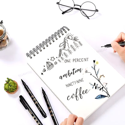 4Pcs Calligraphy Pen Hand Lettering Art Pens Brush Ink Lettering Pens Markers for Writing Drawing Black Ink Pens Art Marker