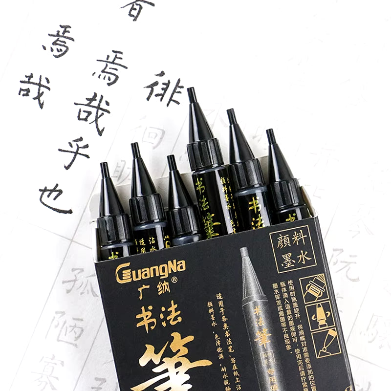 4Pcs Calligraphy Pen Hand Lettering Art Pens Brush Ink Lettering Pens Markers for Writing Drawing Black Ink Pens Art Marker